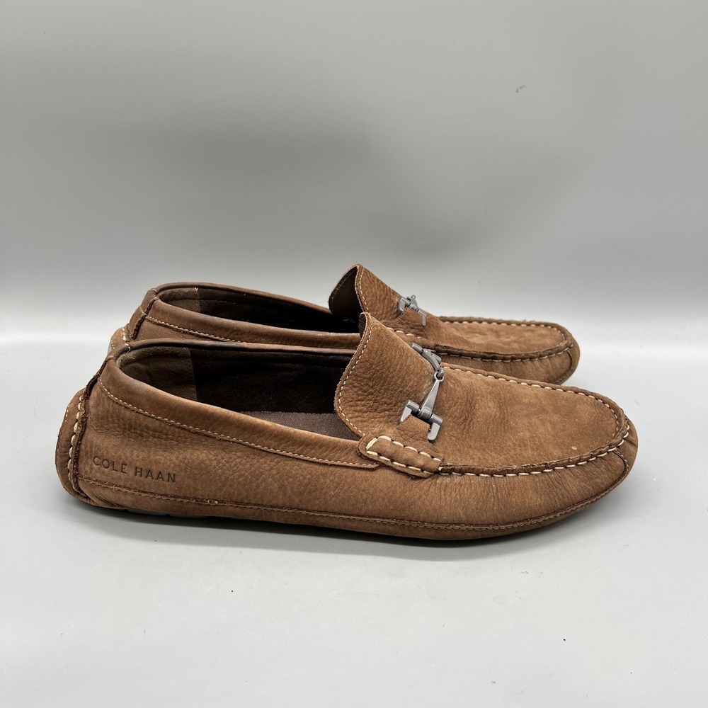 Cole Haan Loafers Mens 8 Brown Leather Bit Driving Grand.OS Moc Toe Slip On